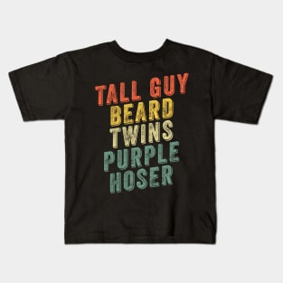 Tall Guy Beard Twins Purple Hoser Kids T-Shirt